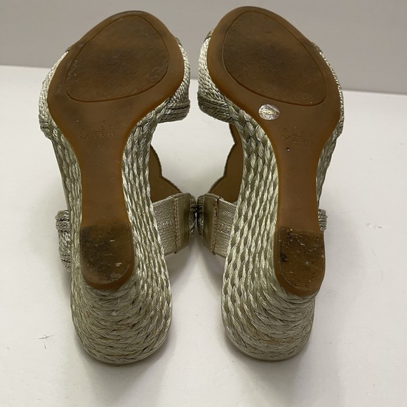 Alex Marie Martine Gold Shimmer Braided Wedges Heels Party Sandals Womens 8.5 - Picture 10 of 12